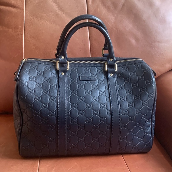 💙Beautiful Authentic GUCCI Guccissima Navy Boston Bag💙💙 - Picture 1 of 13